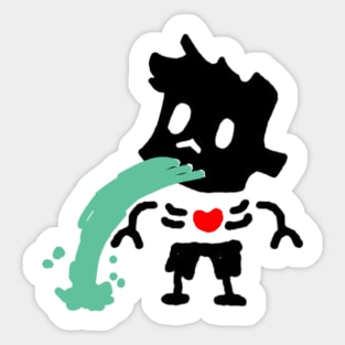 zombie boy throwing up Sticker